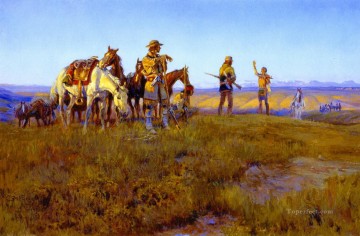 Indios americanos Painting - Tregua del hombre salvaje 1914 Charles Marion Russell Indios Americanos